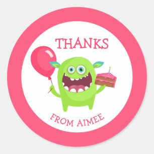 Thanks Little Monster Party Classic Round Sticker