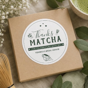 Thanks Matcha Bridal Shower Thank You Classic Round Sticker