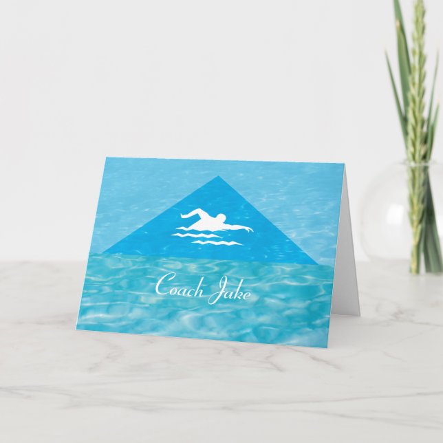 Thanks Mens Swim Coach Swimmer Custom Name Card (Front)