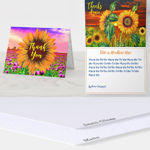 Thanks Message, Groovy Sunflower  Thank You Card