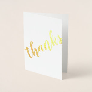 Thanks Modern Brushstroke Calligraphy Elegant Foil Card
