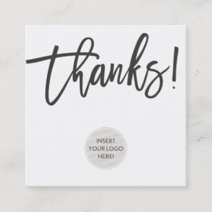 THANKS modern logo business thank you plain black Square Business Card