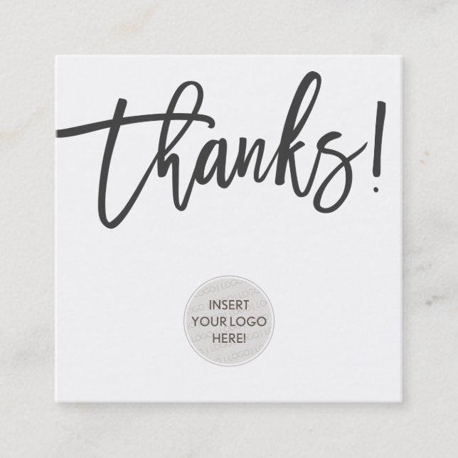 THANKS modern logo business thank you plain black Square Business Card (Front)