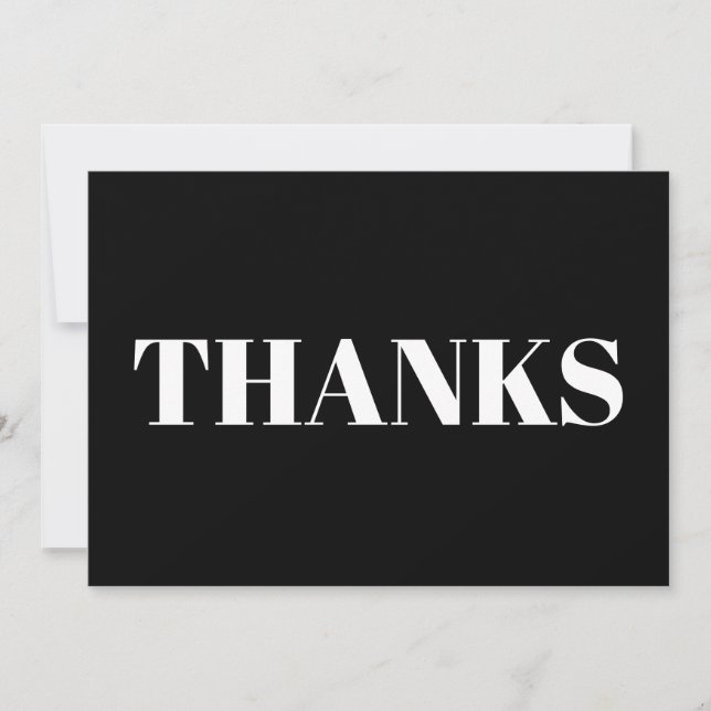 Thanks modern serif typography white black card (Front)