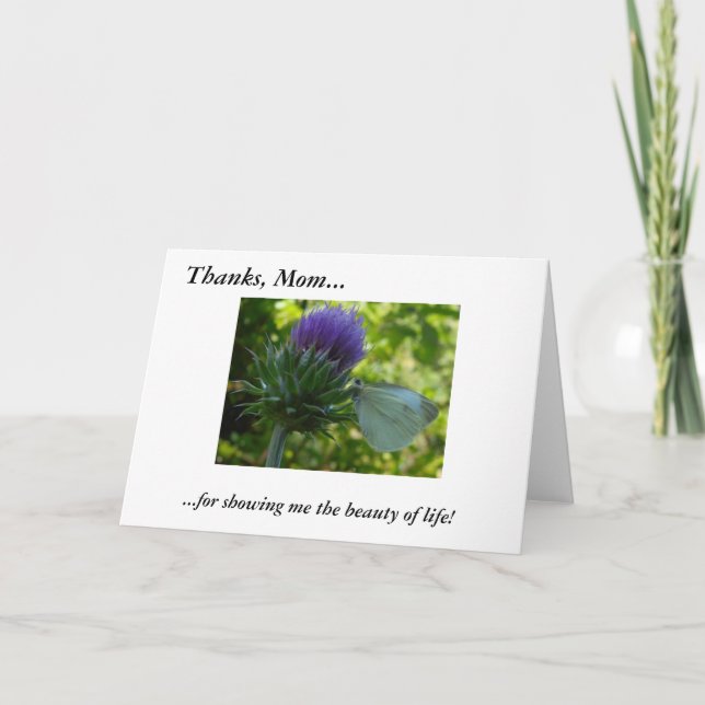 Thanks Mom Purple Thistle Note Cards (Front)