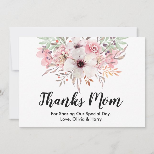 Thanks Mum Country Floral | Wedding Thank You Card (Front)