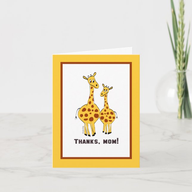 Thanks Mum Cute Giraffe Illustration Card (Front)