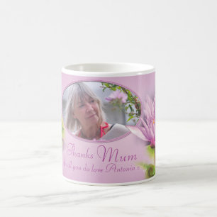 Thanks mum mum water lily custom photo purple mug