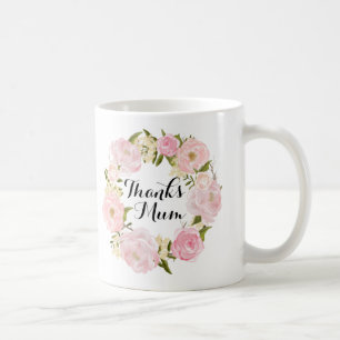 Thanks Mum pink floral mug mothers day