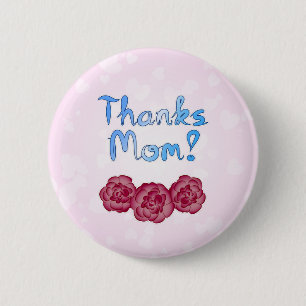 Thanks Mum with Carnation Flower for Mother’s Day 6 Cm Round Badge