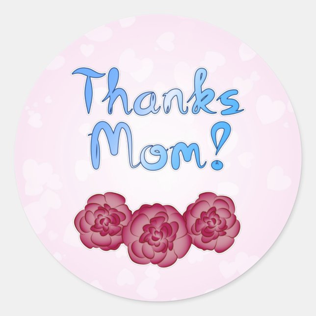 Thanks Mum with Carnation Flower for Mother’s Day Classic Round Sticker (Front)