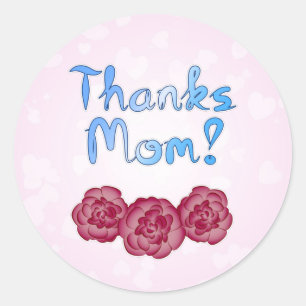 Thanks Mum with Carnation Flower for Mother’s Day Classic Round Sticker