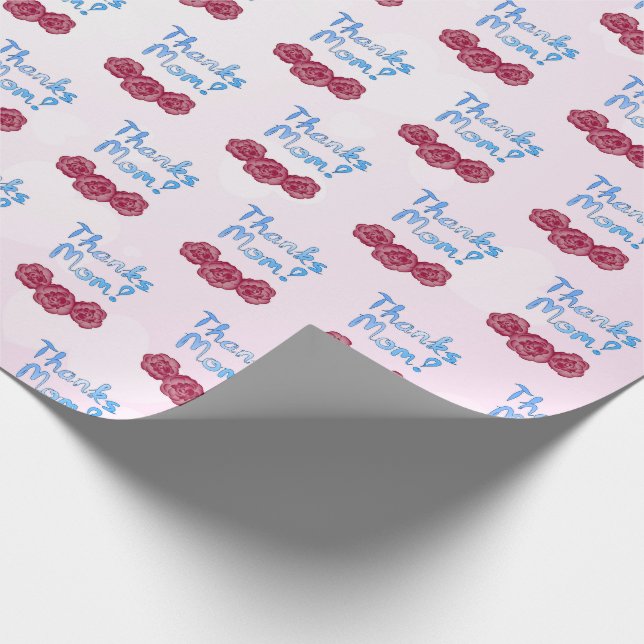 Thanks Mum with Carnation Flower for Mother’s Day Wrapping Paper (Corner)