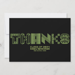 THANKS   Neon green Graduation announcement cards