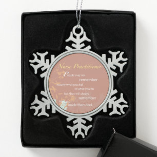 Thanks Nurse Practitioner, Brown Snowflake Pewter Christmas Ornament