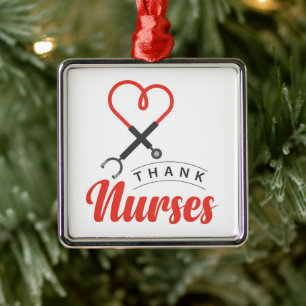 Thanks Nurses Metal Tree Decoration