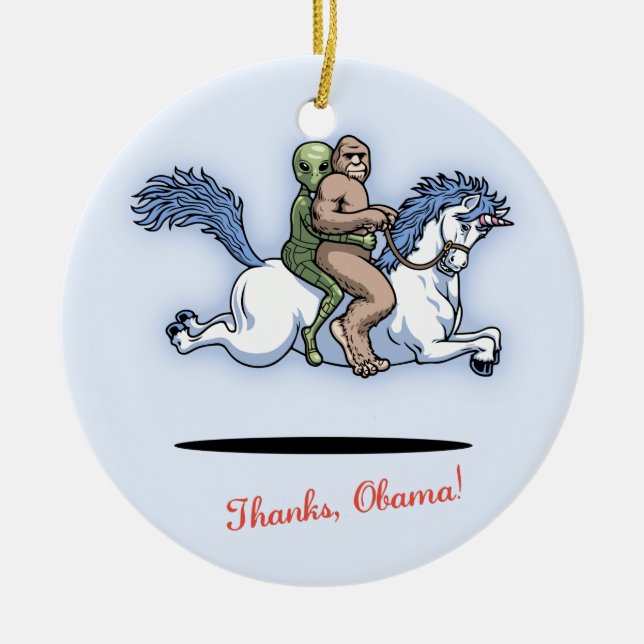 Thanks, Obama! Ceramic Tree Decoration (Front)