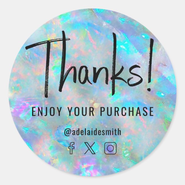 thanks opal background classic round sticker (Front)