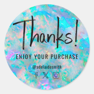 thanks opal background classic round sticker
