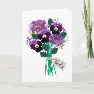 Thanks Pansies Floral Bouquet Card