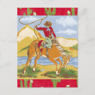Thanks Partner Western Wild West Cowboy Rodeo Postcard