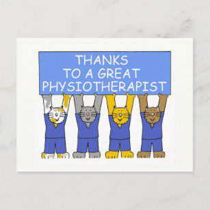 Thanks Physiotherapist Cartoon Cats Postcard