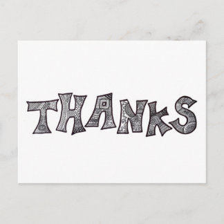 Thanks Postcard in Black and White