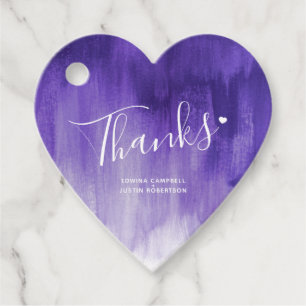 Thanks purple abstract wedding favour gift tags