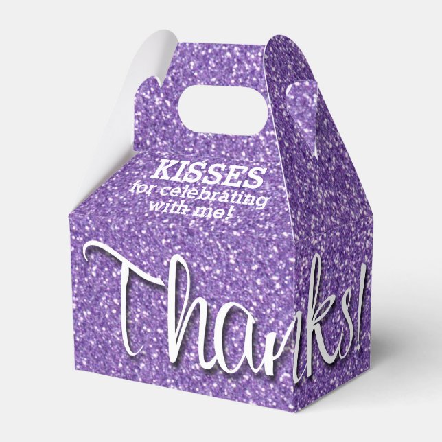 THANKS Purple Faux Glitter Favour Box (Front Side)