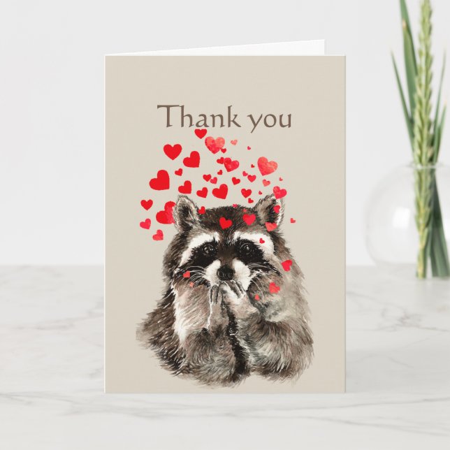 Thanks Racoon Blowing Kisses  Animal & Scripture Card (Front)