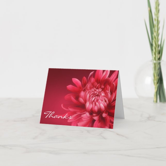 Thanks red chrysanthemum painted art card (Front)