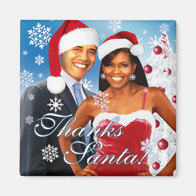 Thanks Santa! Barack and Michelle Magnet (Front)