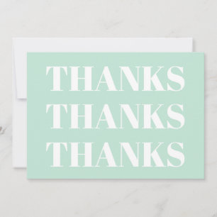 Thanks seafoam mint green white modern card