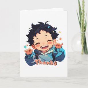 Thanks Smile Boy Anime Holiday Card