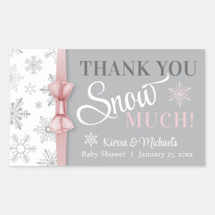 Thanks SNOW Much Baby Girl Pink Snowflake Shower Rectangular Sticker