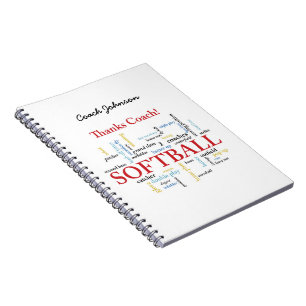 Thanks Softball Coach Words From Group, Team, Red Notebook