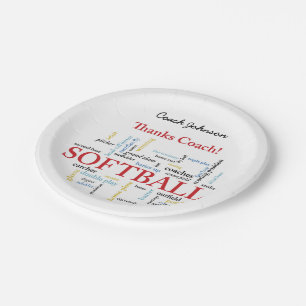 Thanks Softball Coach Words From Group, Team, Red Paper Plate