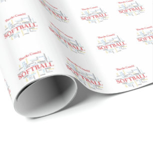 Thanks Softball Coach Words From Group, Team, Red Wrapping Paper