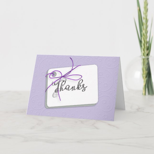thanks tag with string bow thank you card (Front)