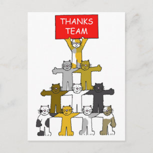 Thanks Team Cartoon Cats Postcard