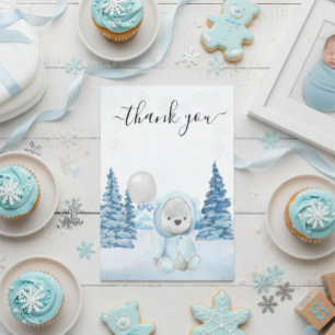 Thanks Teddy Bear Christmas Winter Thank You Card