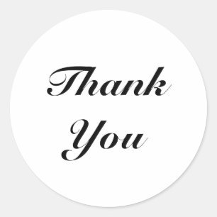 Thanks, Thank you, black white elegant classic Round Sticker