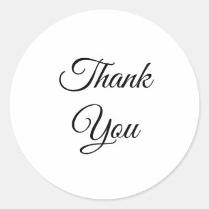 Thanks, Thank you, black white elegant classic Round Sticker