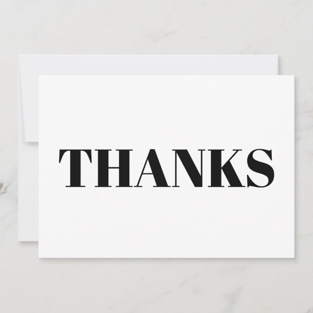Thanks, Thank You, black white modern elegant card (Front)