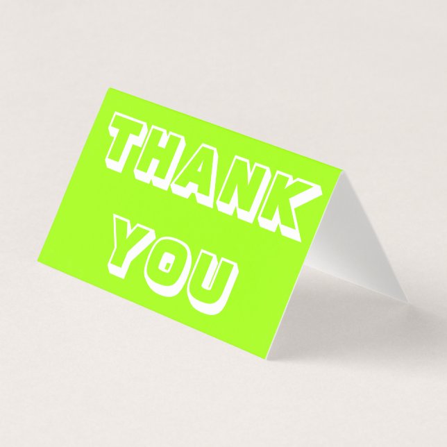 Thanks, Thank you, chartreuse green folded card (Front)