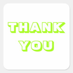 Thanks, Thank you, chartreuse green white Square Sticker