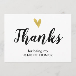 Thanks   Thank You For Being My Maid Of Honour Car Card