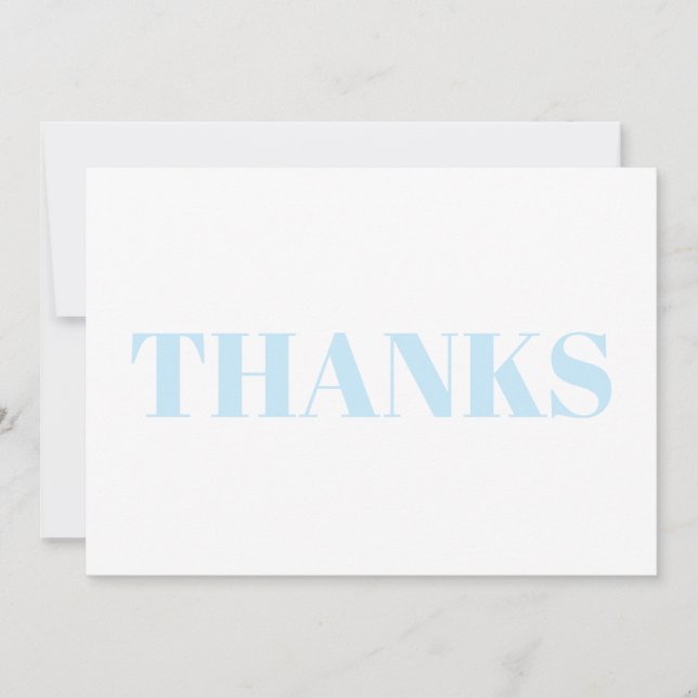Thanks, Thank You, light blue white modern card (Front)