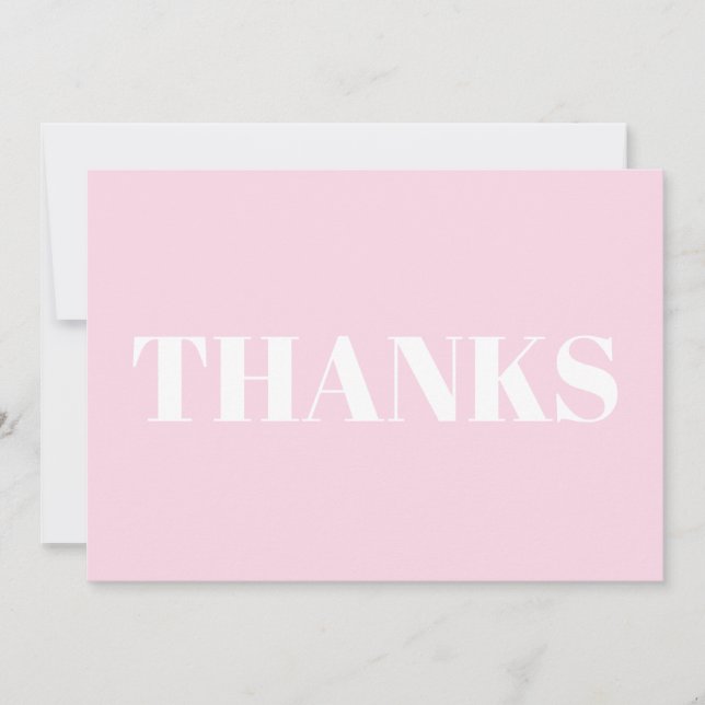 Thanks, Thank You, light pink white modern card (Front)