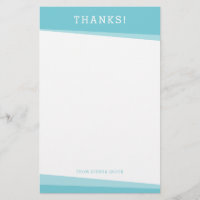 THANKS THANK YOU NOTE simple modern turquoise blue